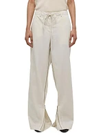 Cotton-Blend Wide-Leg Zip Pants