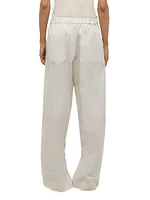 Cotton-Blend Wide-Leg Zip Pants