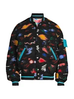 Oversized Illusion Print Varsity Jacket