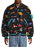 Oversized Illusion Print Varsity Jacket