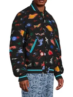 Oversized Illusion Print Varsity Jacket