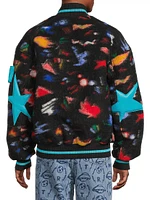 Oversized Illusion Print Varsity Jacket