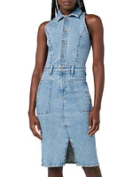 Denim Halterneck Utility Dress