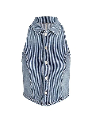 Pin-Stripe Denim Halterneck Vest