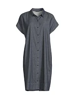 Cotton Cap-Sleeve Mini Shirtdress