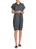 Cotton Cap-Sleeve Mini Shirtdress