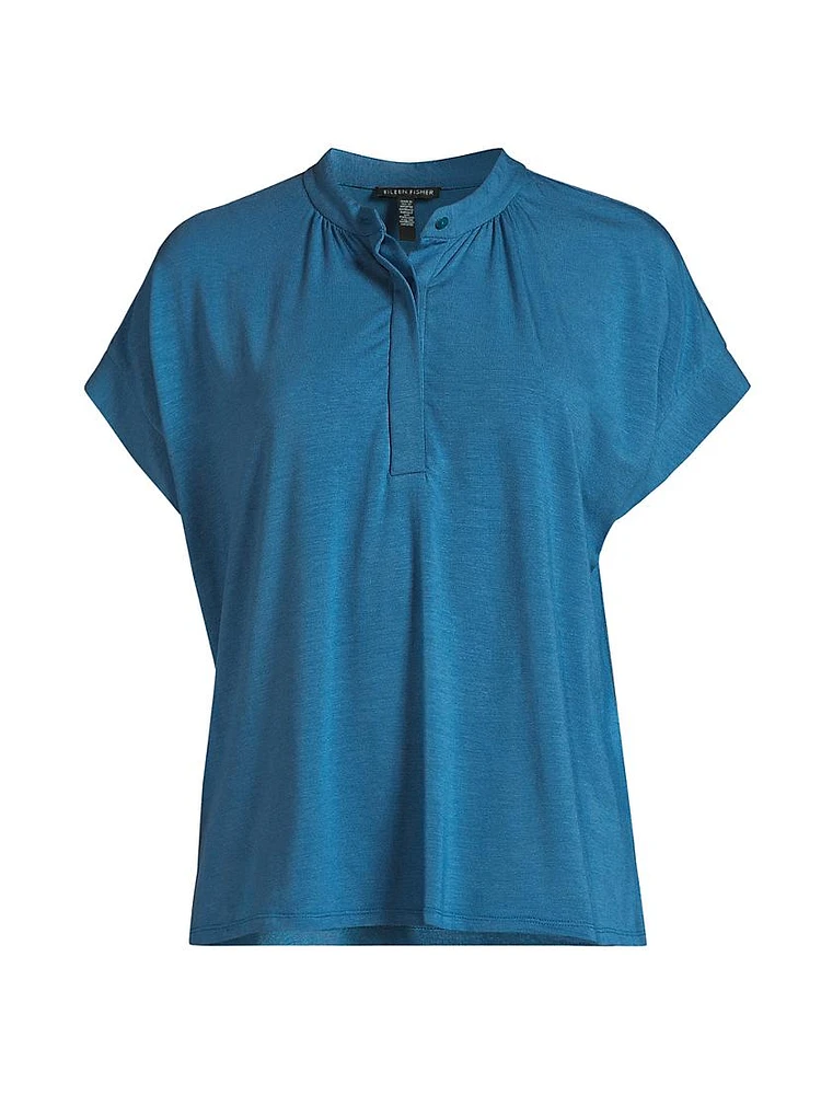 Shirred Henley Top