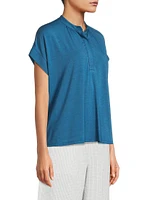 Shirred Henley Top