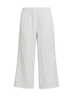 Check Cotton Cropped Wide-Leg Pants