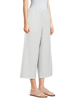 Check Cotton Cropped Wide-Leg Pants