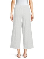 Check Cotton Cropped Wide-Leg Pants