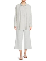 Check Cotton Cropped Wide-Leg Pants