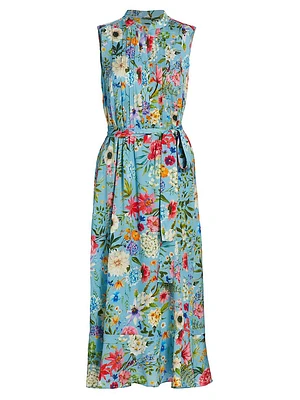 Phoebe Wild Meadow Silk-Blend Midi-Dress