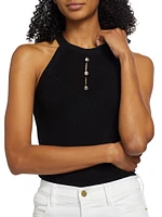 Jylian Halter Neck Knit Top