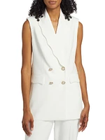 Daniela Scallop-Lapel Sleeveless Blazer