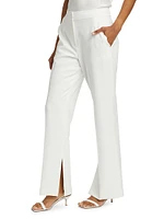 Daniela Scallop-Pocket Straight-Leg Pants