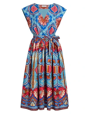 Adeline Tapestry Floral Cotton Midi-Dress