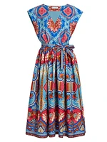 Adeline Tapestry Floral Cotton Midi-Dress