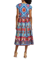 Adeline Tapestry Floral Cotton Midi-Dress