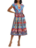 Adeline Tapestry Floral Cotton Midi-Dress