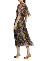 Abstract Chiffon Midi-Dress