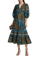 Abstract Cotton Midi-Dress