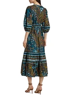 Abstract Cotton Midi-Dress