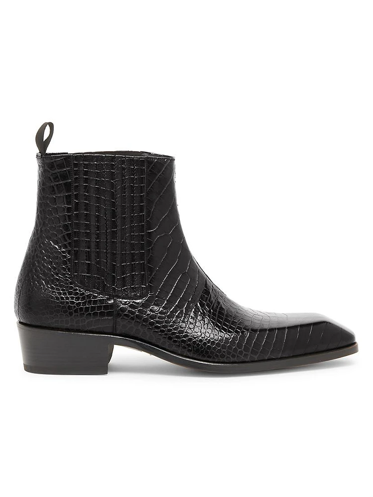 Bailey Croc Leather Ankle Chelsea Boots