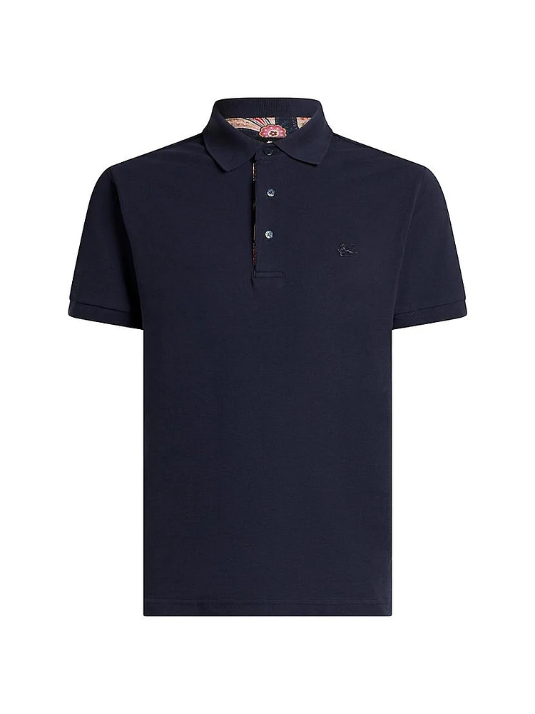 Roma Printed Detail Polo Shirt