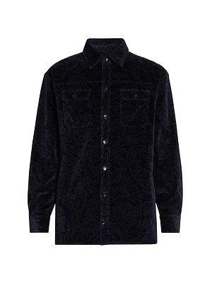 Paisley Printed Velvet Overshirt