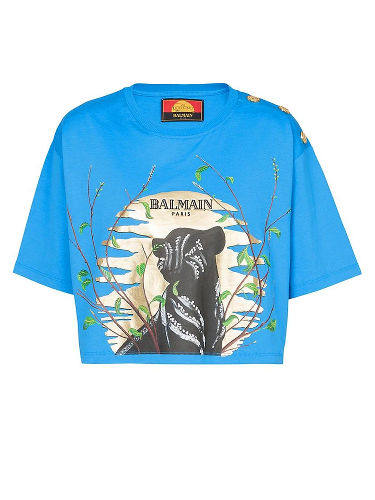 Disney x Balmain: The Lion King Panther Crop T-Shirt