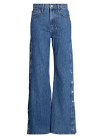 Nolan Side-Snap Wide-Leg Jeans