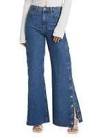 Nolan Side-Snap Wide-Leg Jeans