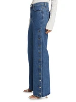 Nolan Side-Snap Wide-Leg Jeans