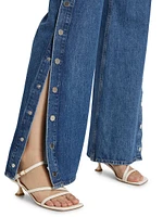 Nolan Side-Snap Wide-Leg Jeans