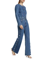 Nolan Side-Snap Wide-Leg Jeans