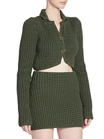 Cropped Button-Front Cardigan