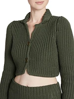 Cropped Button-Front Cardigan