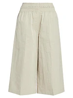 Elasticized Cotton-Blend Crop Trousers