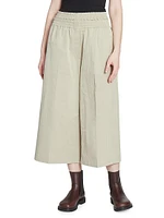 Elasticized Cotton-Blend Crop Trousers