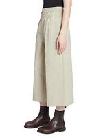 Elasticized Cotton-Blend Crop Trousers