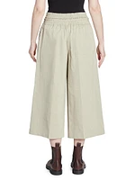 Elasticized Cotton-Blend Crop Trousers