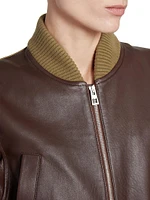 Leather-Blend Crop Bomber Jacket