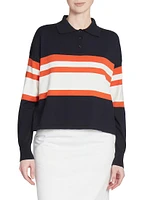 Striped Cotton Polo Sweater