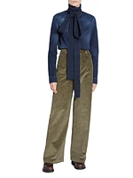 High-Waisted Corduroy Trousers