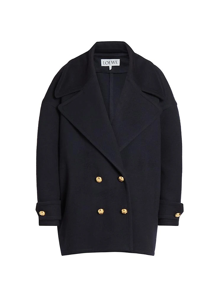 Pebble Wool-Cashmere Blend Peacoat