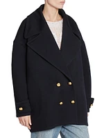 Pebble Wool-Cashmere Blend Peacoat