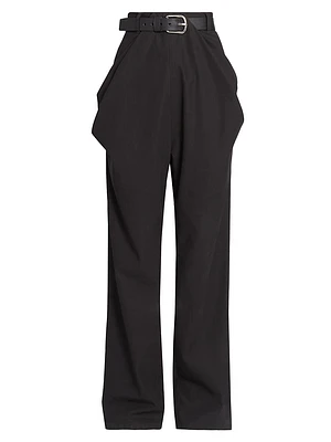 Draped Straight-Leg Trousers