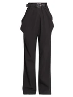 Draped Straight-Leg Trousers