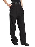 Draped Straight-Leg Trousers